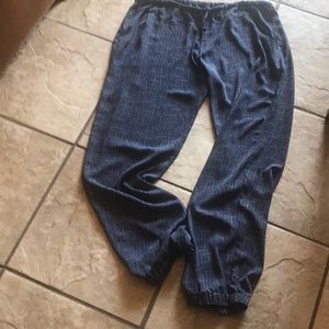 Blue and white Cabi joggers